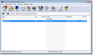 Double clicking on the saved Vouch.zip in the explorer, default zip opener program should open up.